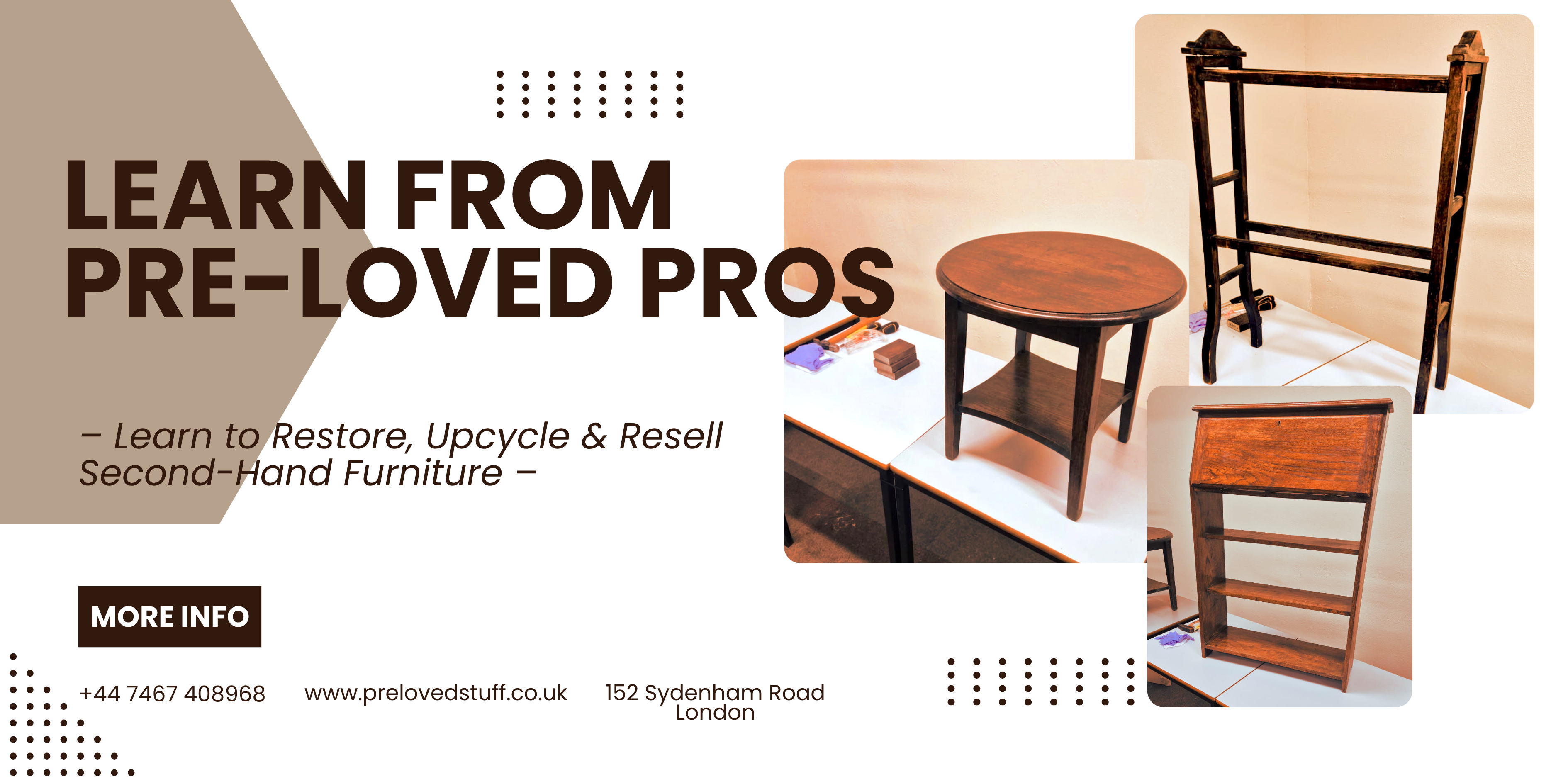 Restored furniture examples from the course